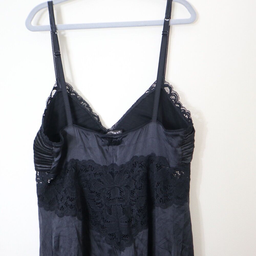 La Perla Size 2 US S Silk Blend Charmeuse Short Slip Nightie Ruched V Neck Lace - Picture 8 of 10